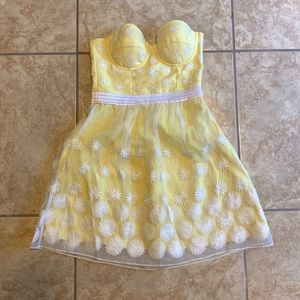 Bebe Yellow Floral Bustier Dress